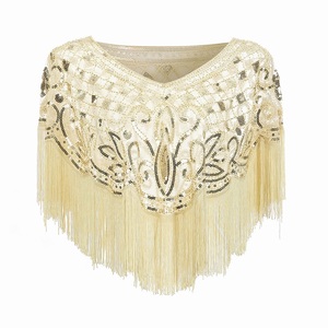 Robe à paillettes perlée pour femmes, costume à rabat, cape, <span class=keywords><strong>accessoires</strong></span> châle, collection 1920 - Product Image 5