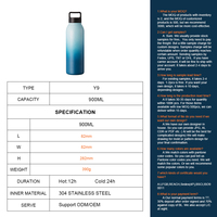 Bouteille d'eau isotherme en acier inoxydable écologique de 600/900 ml, isolation thermique de 12 à 24 heures, forme de balle, avec support pour téléphone