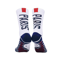 Chaussettes de sport professionnelles longues antidérapantes respirantes en coton/fibre de bambou, chaussettes d'entraînement antidérapantes pour le football