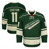 Maillots et chaussettes de hockey sur glace sublimés pour hommes adultes, 100 % polyester, anti-humidité, séchage rapide, 220g, broderie, vente en gros