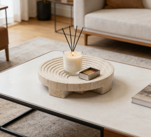 Натуральные подносы из травертина коричневого цвета, роскошные большие мраморные фруктовницы, круглые тарелки для фруктов из травертина - Product Image 2