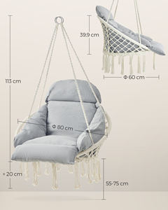 SONGMICS Garden Hanging <strong>Hammock</strong> Handmade Swing Outdoor&amp; Indoor Hanging <strong>Hammock</strong> Swing Chair - Product Image 4