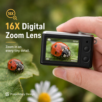 Mini Cámara Compacta 1080P Full HD, Grabadora de Video con Filtros Divertidos y Pegatinas, Carga Tipo C, Videocámara de Bolsillo para Niñas y Niños