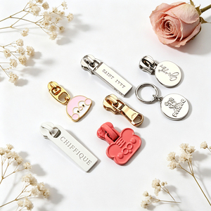 Wholesale Custom Metal Zipper OEM Engraved Logo Metal Zipper <b>Puller</b> Electroplated Zipper Accessories for Bags Clothing - Product Image 3