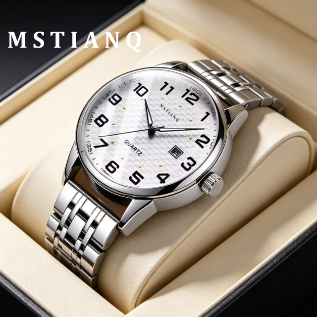Fashion Business Dual Calendar Quartz Men's and Women's Watch Stainless Steel Strap Couple Date Night Light Waterproof Watch