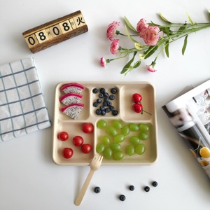 <span class=keywords><strong>Assiette</strong></span> de bagasse compostable <span class=keywords><strong>jetable</strong></span> écologique à 5 compartiments Plateau alimentaire blanc avec 5 compartiments - Product Image 4