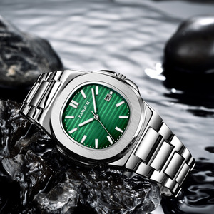 LIGE BW8803 Nuevo Reloj de Cuarzo de Moda para Hombre BANGWEI, Deportivo, Impermeable y Luminoso, Color Dorado con Esfera Verde - Product Image 2