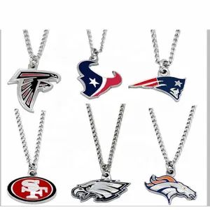 Hot Selling Nfl Dripping Oil Team Jewelry Alloy Necklace Rugby Football League Team Logo Sports Pendant Necklace Wholesale