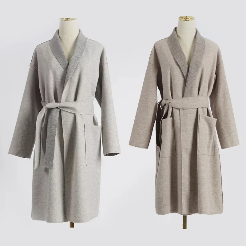 2019 Hot Sale neuesten Design Winter Abaya Mantel zweifarbigen Abaya Revers Mantel mit Gürteln für islamische Kleidung