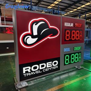 प्रकाशयुक्त पेट्रोल स्टेशन पेलॉन पर हस्ताक्षर बाहरी प्रकाश बॉक्स स्टील संरचना वाटरप्रूफ रूस्टप्रूफ का नेतृत्व 3-9 मीटर स्मारक साइन/पैलॉन - Product Image 2