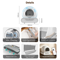 LeLo Pets Factory Supply Bac à litière intelligent automatique pour chat, autonettoyant, désodorisant ionique, capacité 65L, nettoyage facile, personnalisable ODM OEM pour animaux de compagnie