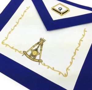 Ensemble de tablier de bureau maçonnique Blue Lodge Master Mason Tablier en cuir brodé Manchette de collier (Gantlets) Regalia maçonnique magnétique - Product Image 5
