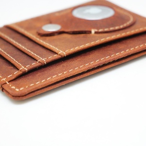 Hot Sale Crazy Horse Men's Wallet Thin RFID Blocking Slim Minimalist Anti Lost Card Holder Smart Leather Wallet - Product Image 4