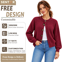 Cardigan en tricot duveteux tendance personnalisé OEM/ODM pour femme, col rond boutonné style vintage, pull confortable, 6 couleurs