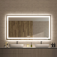 Miroir de salle de bain mural en acrylique de haute qualité, avec cadre, réglable, à LED, interrupteur tactile, anti-buée et résistant à l'eau, directement de l'usine