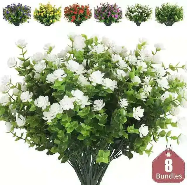 SN-Z1035 Kunstmatige Plastic Greenery Struiken Uv-bestendig Planten Eucalyptus Lotus Bloemen Indoor Outdoor Thuis Tuin Decor