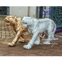 Norton-estatua de tigre de mármol blanco tallado, suministro de fábrica, piedra