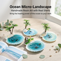 Artisanat en résine Souvenir Vagues Océaniques, Décoration Coquillages Faite à la Main, Art en Résine « Bonheur Côtier » avec Coquillages, Délices de Décoration Intérieure Côtier
