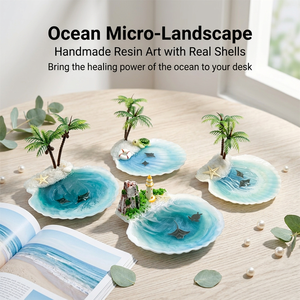 Souvenir Onde Oceaniche in Resina, Artigianato Fatto a Mano, Decorazione con Conchiglie, Arte in Resina con Conchiglie, <span class=keywords><strong>Delizie</strong></span> per l'Arredamento Costiero - Product Image 1