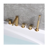 Cascade pont monté salle de bain baignoire douche robinet ensemble cinq trous baignoire douche mitigeur baignoire mélangeur