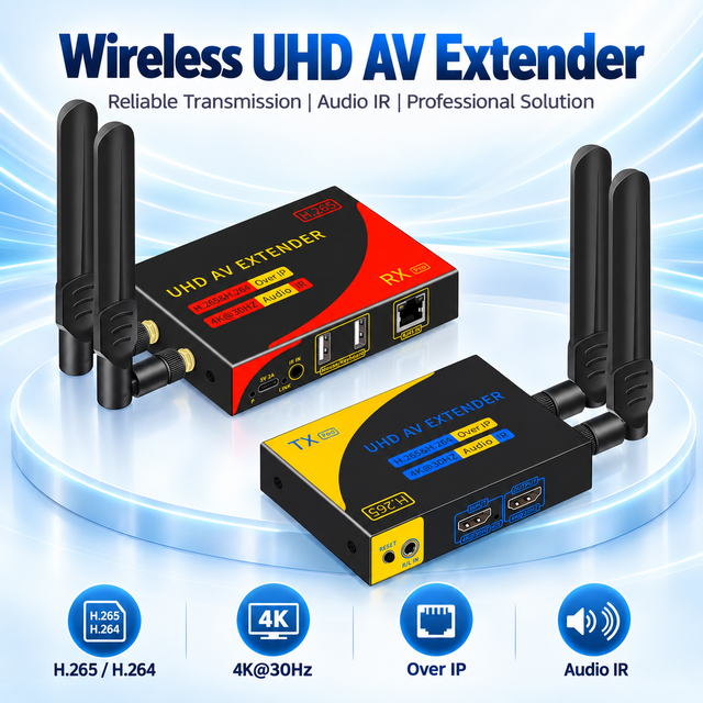 4K 30Hz HDMI KVM Network Receiver H.265 HDMI Over IP Extender RX 100M with HDMI VGA Dual Output for Monitor Projector