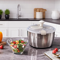 Stainless Steel Salad Spinner Fruit Washer Quick Spinner for Householder Vegetables and Pasta Fries Small Salad Spinner
