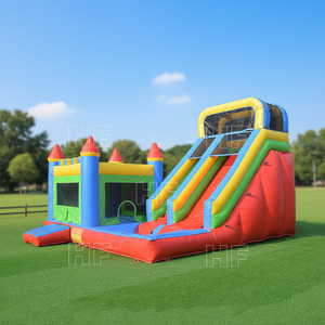 Château gonflable combiné avec toboggan et aire de saut pour enfants et adultes - Product Image 1