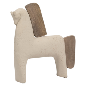 Statuetta decorativa di cavallo in ceramica e legno per decorare scaffali di casa, ufficio e soggiorno - Product Image 2