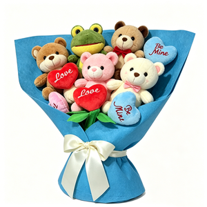 ช่อดอกไม้ตุ๊กตาหมีน่ารักแบบกำหนดเอง พร้อมกบและหัวใจ ของขวัญวันวาเลนไทน์สำหรับเด็กและผู้ใหญ่ - Product Image 6