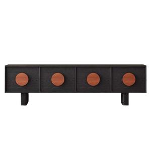 Mueble de <span class=keywords><strong>TV</strong></span> de Madera Maciza de Diseño Retro Moderno en Negro, Mesa <span class=keywords><strong>Sunset</strong></span> con Almacenamiento para Sala de Estar de Apartamentos Pequeños - Product Image 6