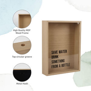 Ecologismo Carga superior Madera Caja de exhibición de vidrio real Marco Madera Vino Corcho Caja de sombra Marco para tapas de botellas de vino Conchas - Product Image 5