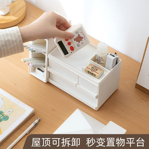 Desktop Organizer Plastic Storage <b>Box</b> With Drawers And <b>Shelves</b> For Office Use - Product Image 3
