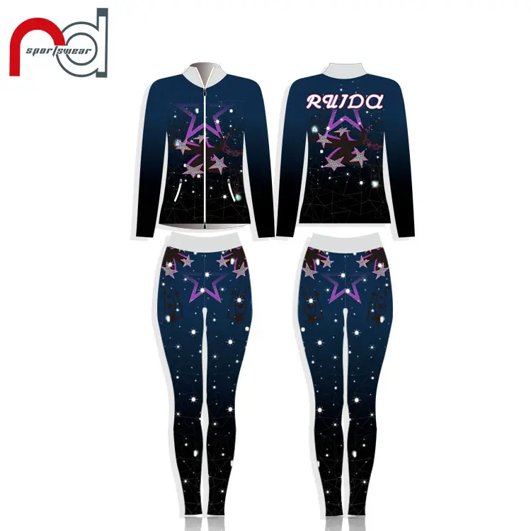 Design Your Cheerleading Tracksuit Quality Lady Jacket And Leggings Beautiful Girls Track Suit