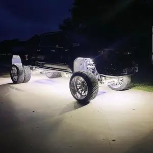 Kingshow Car Underglow LED Lights For Truck Pure White RGBW LED Rock Light Kit App/Remote Controller Brightest 36led Rock Light