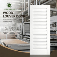 Porte intérieure à persiennes en bois massif blanc, ventilée, pour chambre à coucher, isolation phonique, porte intérieure à plat avec cadre