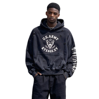 Sweat-shirts à capuche personnalisés Streetwear Vintage Y2k surdimensionnés, effet usé, de haute qualité, en coton lourd, coupe courte, lavage à l'acide, 100% coton