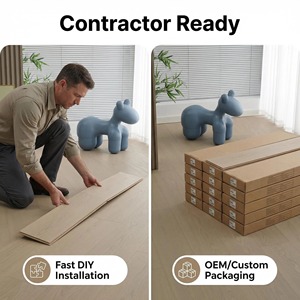 أرضيات خشبية صديقة للبيئة من الخيزران بنمط الريش مع قاعدة كاملة من خشب البتولا معتمدة من ENF، تصميم هندسي لغرف المعيشة المستدامة - Product Image 5