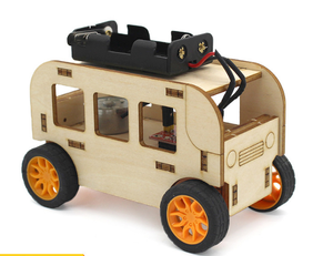 Équipement d'expérience physique garçon de bus à commande vocale modèle de bus de voiture assemblé à la main bricolage moteur en bois jouet électrique physique - Product Image 6