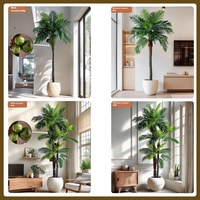 Grande plante verte artificielle d'intérieur, Anthurium, Palmier à aiguilles et Cocotier en plastique pour la décoration de balcon et de salon