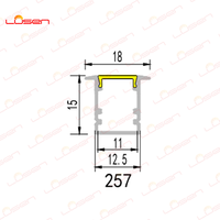 LS-257 gros Led ligne lumière intégrée en forme de U profil en aluminium fente de lampe avec diffuseur Extrusion profilé en aluminium 18*15mm