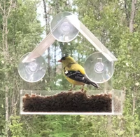 Mangeoire à oiseaux transparente en acrylique avec support à ventouse pour usage extérieur, modèle PC040268 fabriqué au Zhejiang