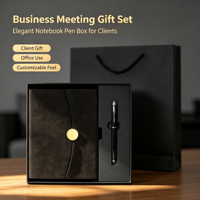 Coffret Cadeau d'Entreprise Personnalisé Rayron avec Logo, Carnet A5 en PU, Stylo Métallique, Recharges, Élégant Coffret Cadeau, Sac en Papier Promotionnel