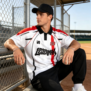 Maillot de polo de course rétro américain personnalisé avec logo, imprimé par sublimation, respirant, pour le sport, vente en gros pour les jours de compétition - Product Image 4