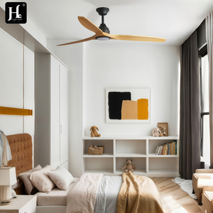 Ventilador de Techo Moderno con Tres Aspas con Acabado de Madera Tallada y Luz para Salas de Estar, Dormitorios e Interiores Contemporáneos - Product Image 1