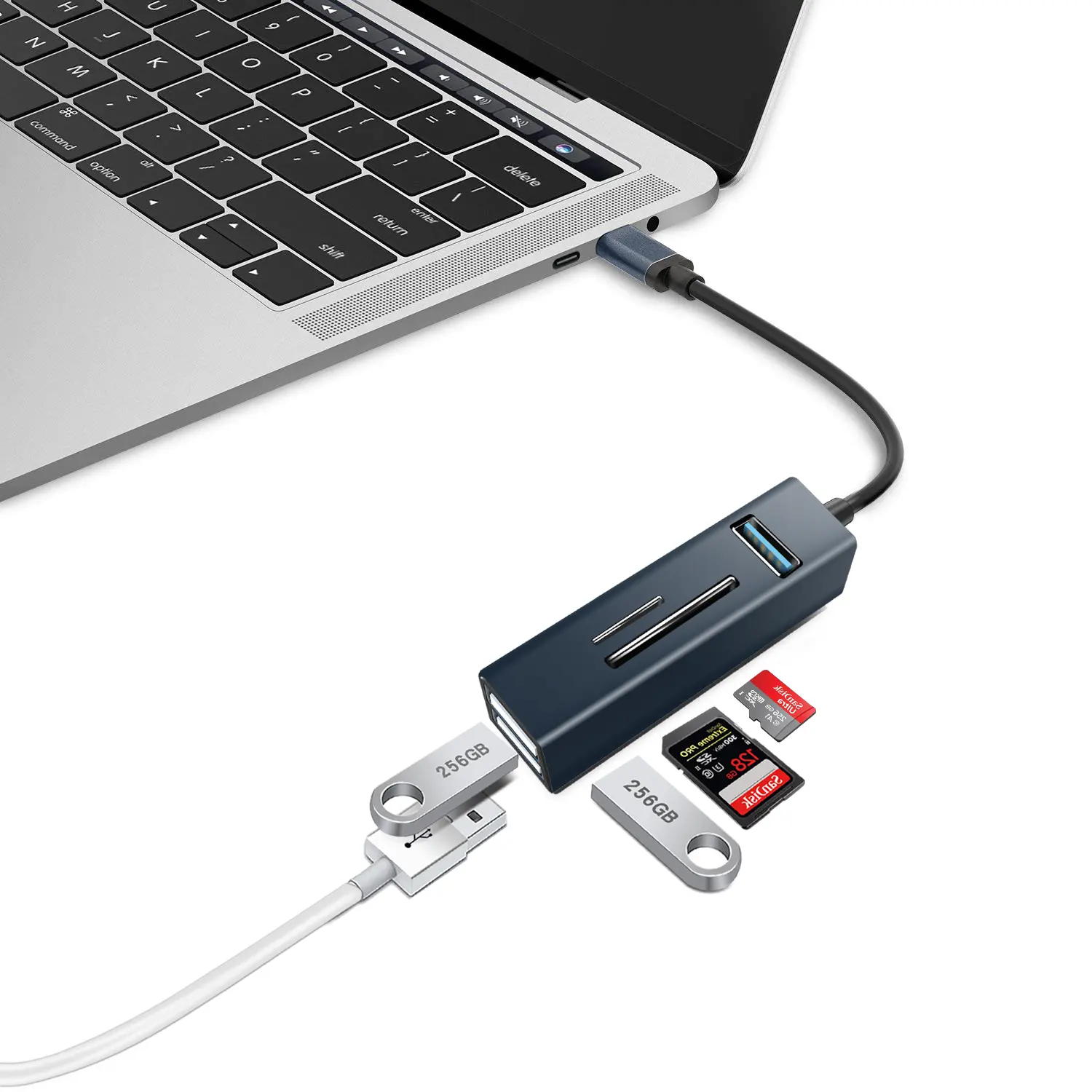 Aluminum alloy USB Type C Card Reader OTG Adapter Type C Hub Adapter With Card Reader Usb3.0 TF SD Reader All In One For PC