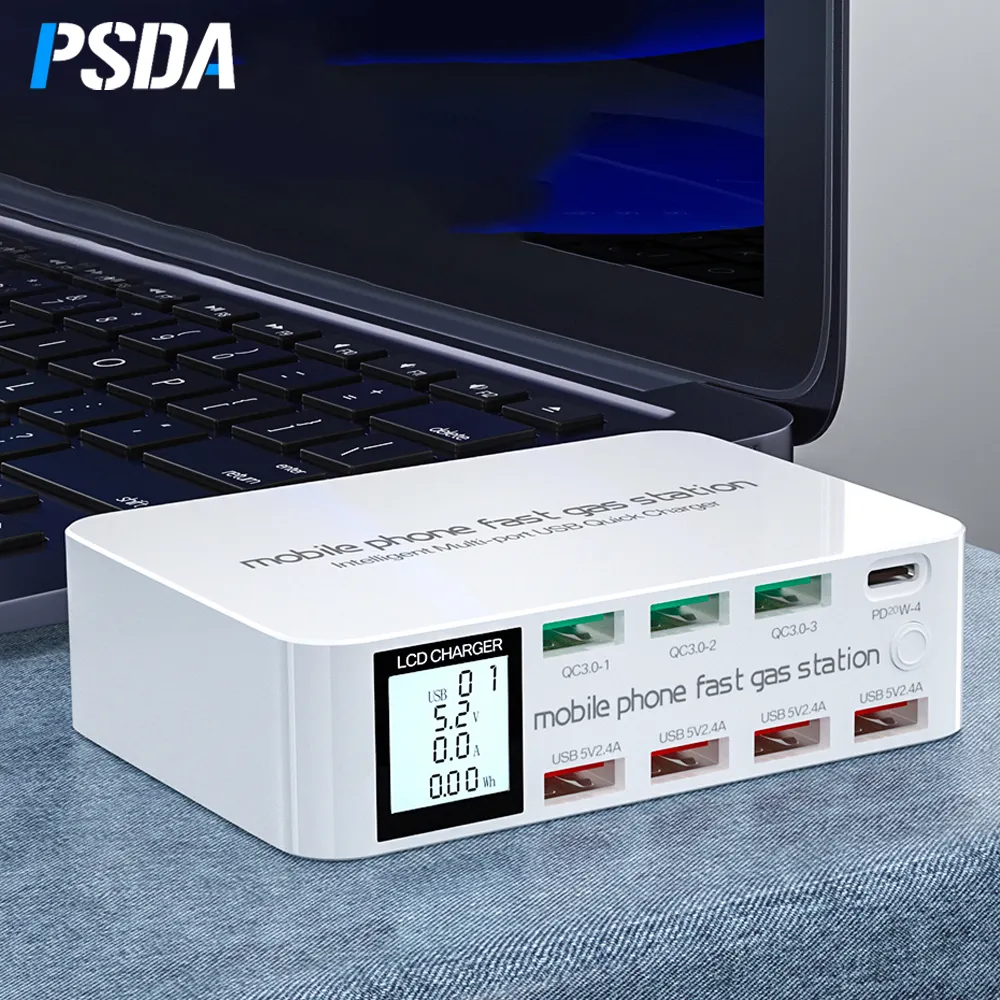 PSDA 8 портов 100 Вт Быстрая зарядка 3,0 USB зарядное устройство светодиодный цифровой дисплей адаптер PD 3,0 USB C зарядное устройство для iPhone 11 Xiaomi
