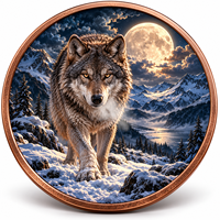 Pièce de monnaie en cuivre pur 999 de 1 oz, motif loup artisanal, style antique, objet de collection sur le thème de la faune, souvenir commémoratif, cadeau