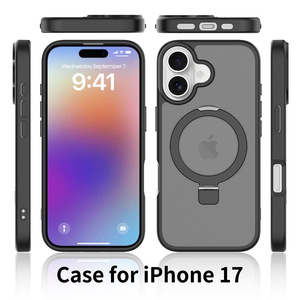 Coque de téléphone antichoc fine en PC rigide translucide dépolie pour iPhone 17 avec béquille pliable intégrée et couvercle magnétique - Product Image 2