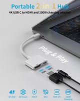 Cable de alta velocidad 4K @ 60/30Hz tipo C a HDTV 2 en 1 con puerto de carga de 100W Compatible con iPhone 16 15 Pro Max Laptop IPad HDTV