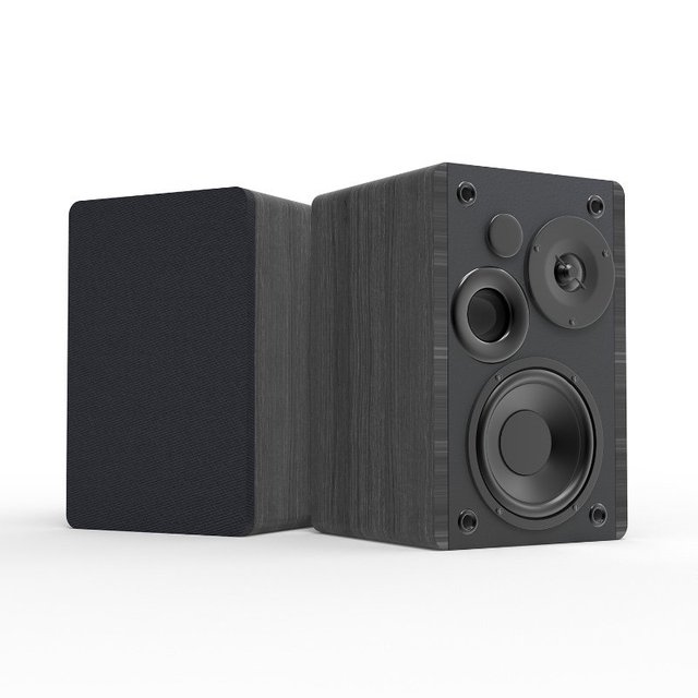 Classic Black 8-Inch 2-Way Active Bookshelf 2.0 Home Audio Speakers Adjustable Stand 4 Ohm PA Wooden Home Theater Systems